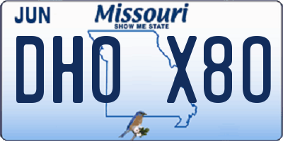 MO license plate DH0X8O
