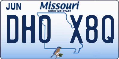 MO license plate DH0X8Q