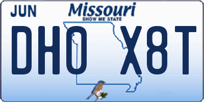 MO license plate DH0X8T