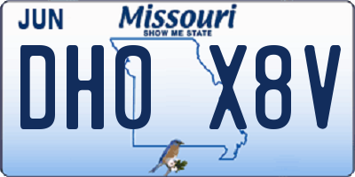 MO license plate DH0X8V