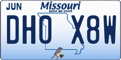 MO license plate DH0X8W