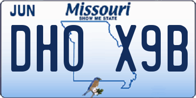 MO license plate DH0X9B