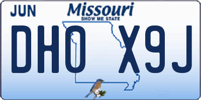 MO license plate DH0X9J