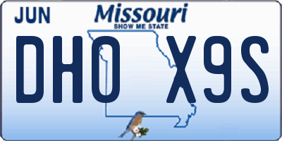 MO license plate DH0X9S