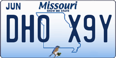 MO license plate DH0X9Y