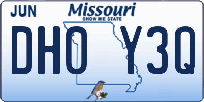MO license plate DH0Y3Q