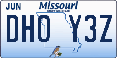MO license plate DH0Y3Z