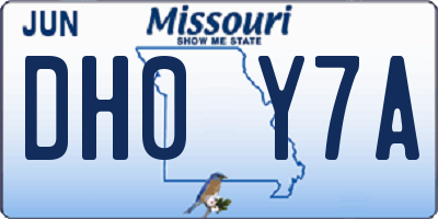 MO license plate DH0Y7A