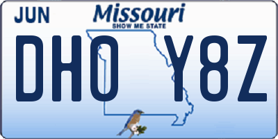 MO license plate DH0Y8Z