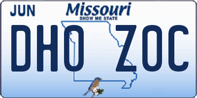 MO license plate DH0Z0C