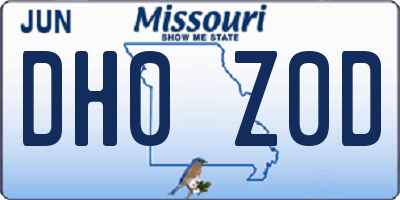 MO license plate DH0Z0D