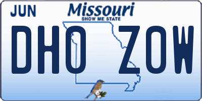 MO license plate DH0Z0W