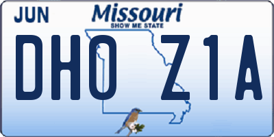 MO license plate DH0Z1A
