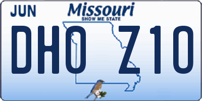 MO license plate DH0Z1O