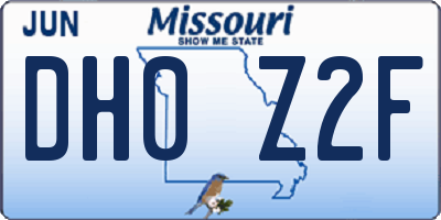 MO license plate DH0Z2F