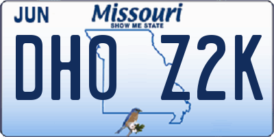 MO license plate DH0Z2K