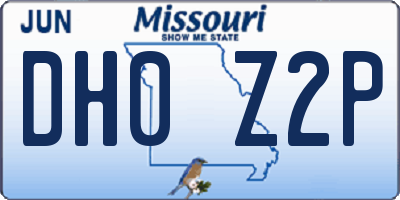 MO license plate DH0Z2P