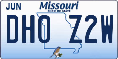 MO license plate DH0Z2W