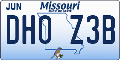MO license plate DH0Z3B