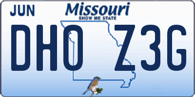 MO license plate DH0Z3G