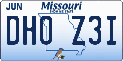 MO license plate DH0Z3I