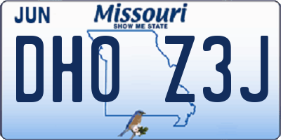 MO license plate DH0Z3J