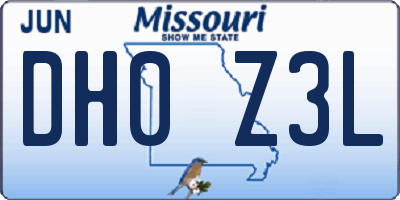 MO license plate DH0Z3L