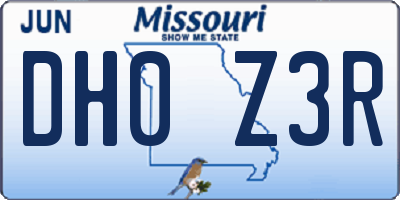 MO license plate DH0Z3R