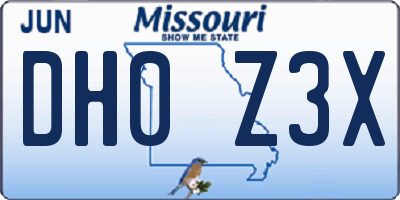 MO license plate DH0Z3X
