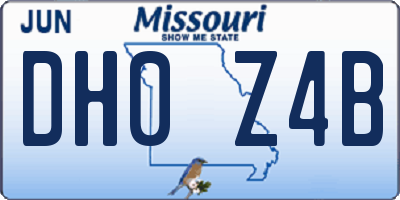 MO license plate DH0Z4B