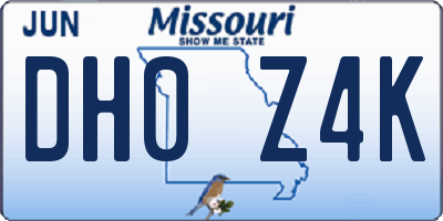 MO license plate DH0Z4K
