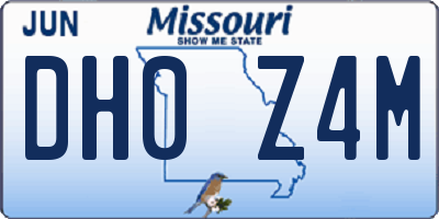 MO license plate DH0Z4M