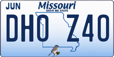 MO license plate DH0Z4O