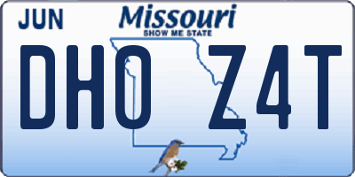 MO license plate DH0Z4T