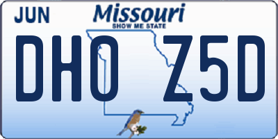 MO license plate DH0Z5D