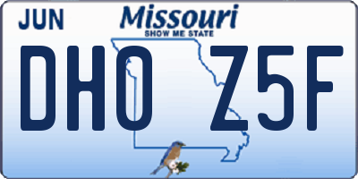 MO license plate DH0Z5F