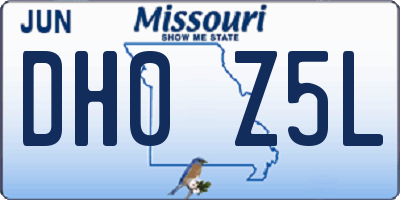 MO license plate DH0Z5L