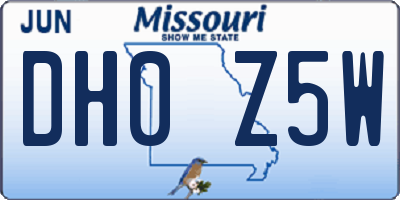 MO license plate DH0Z5W
