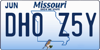 MO license plate DH0Z5Y