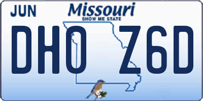 MO license plate DH0Z6D