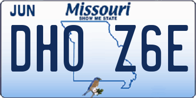 MO license plate DH0Z6E