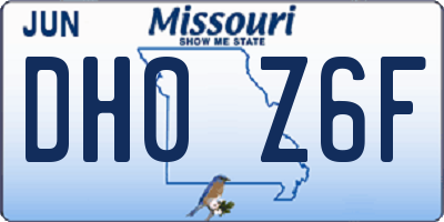 MO license plate DH0Z6F