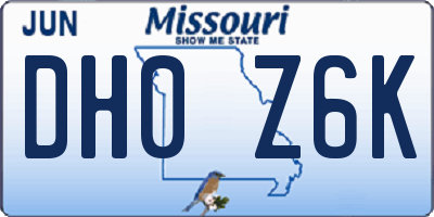 MO license plate DH0Z6K