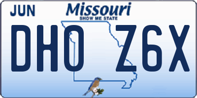 MO license plate DH0Z6X