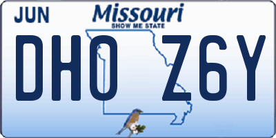 MO license plate DH0Z6Y