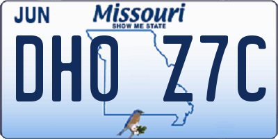 MO license plate DH0Z7C