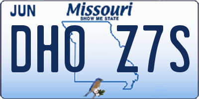 MO license plate DH0Z7S