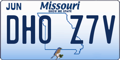 MO license plate DH0Z7V