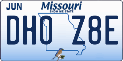 MO license plate DH0Z8E