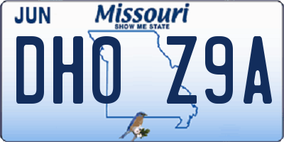 MO license plate DH0Z9A